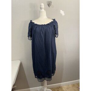 Just Found Off Shoulder Eyelet Details Navy Blue Dress Size 3X